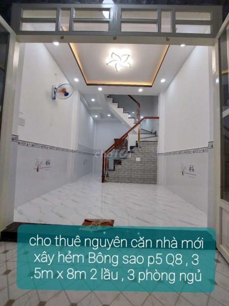 Hẻm lớn gần chợ Bông Sao, Quận 8 cần cho thuê nhà rộng 28m2, giá 9 triệu/tháng, LHCC