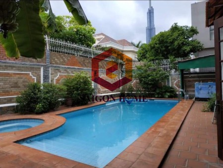 Cho thuê Villa hồ bơi ,sân vườn trệt 2 lầu 4PN comound Trần Não