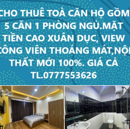 Cho thuê nhà có 5 căn hộ 1 phòng ngủ riêng, mặt tiền Cao Xuân Dục, Hải Châu. 25tr, 80m2, ,