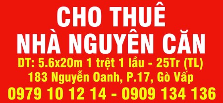 Nhà cho thuê nguyên căn 183 Nguyễn Oanh (Thương lượng)