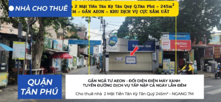 Cho thuê nhà 2 Mặt Tiền Tân Kỳ Tân Quý q.Tân Phú 245m² - NGANG 7M - GẦN AEON