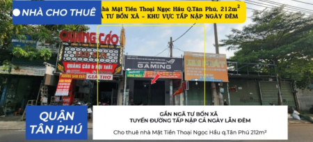 Cho thuê nhà Mặt Tiền Thoại Ngọc Hầu q.Tân Phú 212m² - GẦN NGÃ TƯ BỐN XÃ - 22Triệu