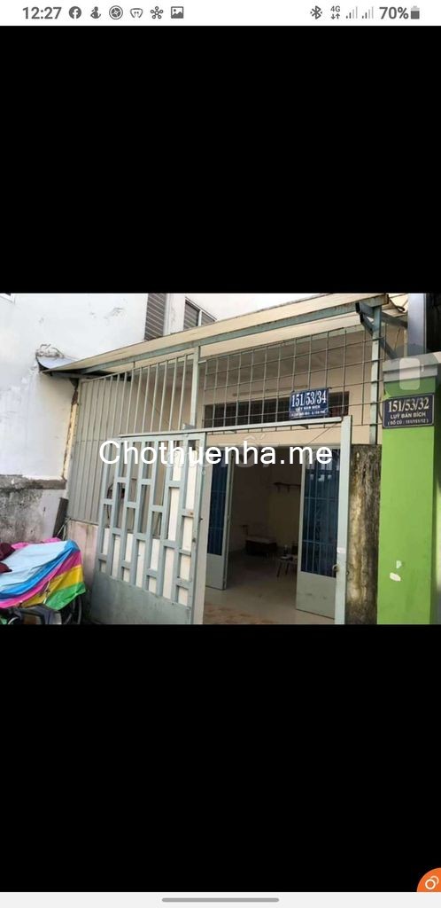 Tân Phú: Cho thuê nhà nguyên căn hẻm 4m trên đường Lũy Bán Bích. Giá cho thuê 7,2 triệu