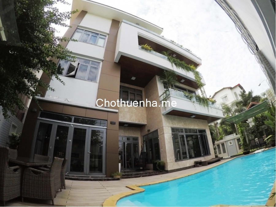 Cho thuê villa Thảo Điền 1200m2, trệt 3 lầu 9 phòng thiết kế hiện đại có hồ bơi