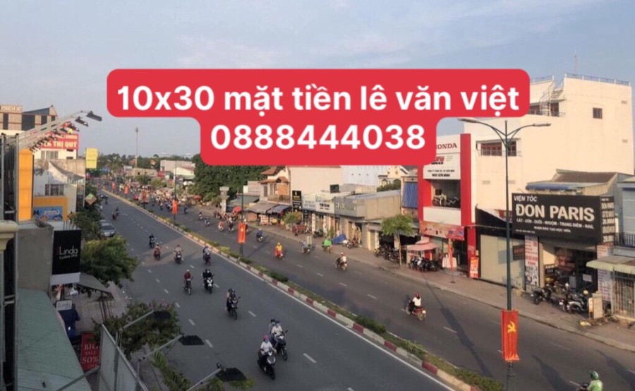 Cho thuê mặt bằng nguyên căn Lê Văn Việt diện tích sử dụng 10x30 sầm uất Quận 9