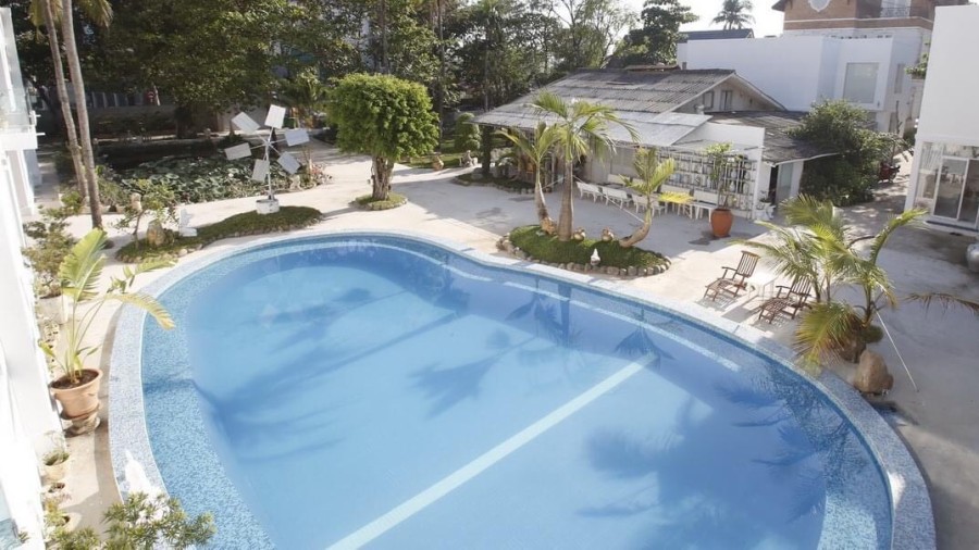 Villa cho thuê Trần Não trệt 1 lầu áp mái 3 phòng ngủ, hồ bơi, phòng Gym chung, free