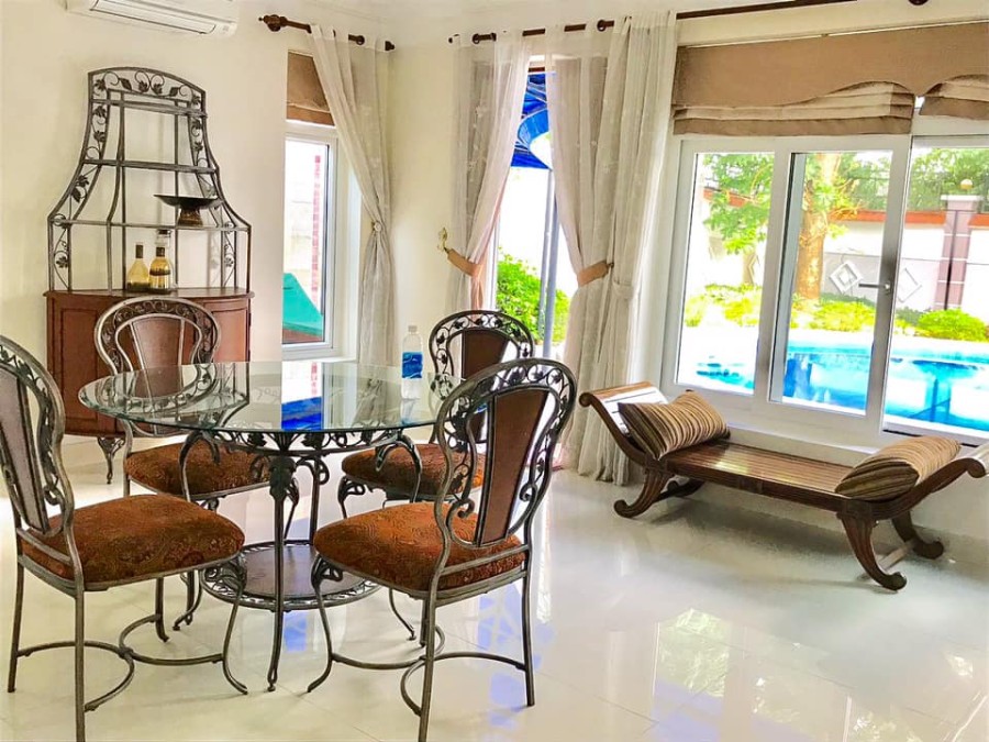 Cho thuê Villa hồ bơi sân vườn, 1 trệt lửng 2 lầu 6PN view sông, full nội thất