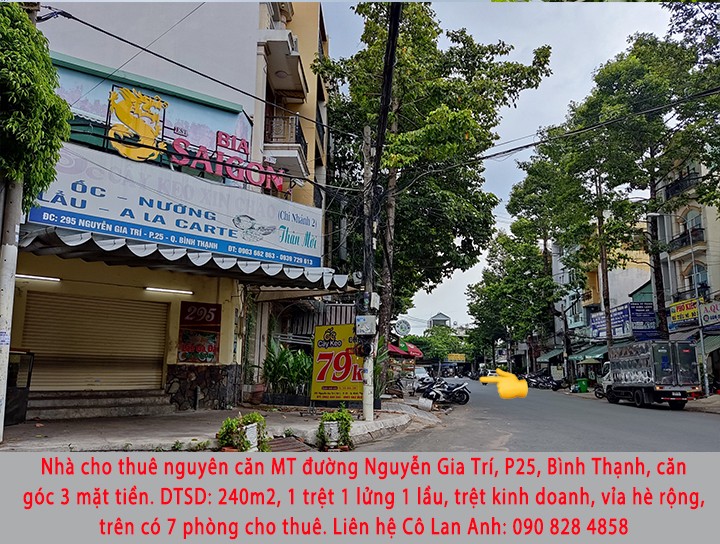 Mặt bằng kinh doanh 240m2 mặt tiền đường Nguyễn Gia Trí, Bình Thạnh
