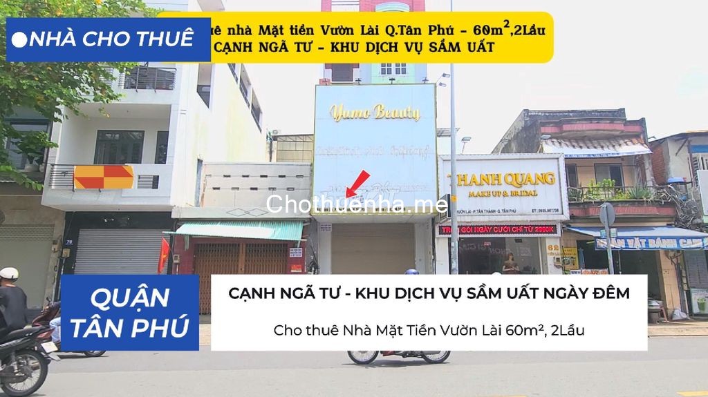 Cho thuê Nhà Mặt Tiền Vườn Lài 60m², 2 Lầu - CẠNH NGÃ TƯ