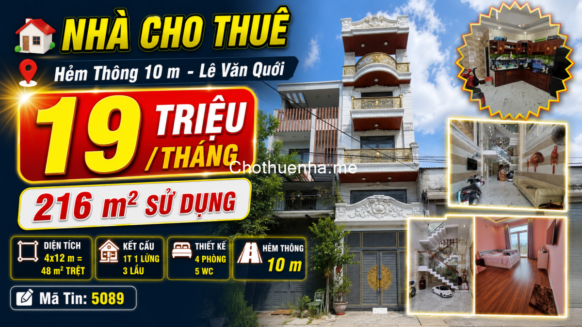CHO THUÊ NHÀ | LÊ VĂN QUỚI - BÌNH TRỊ ĐÔNG A - Q. BÌNH TÂN